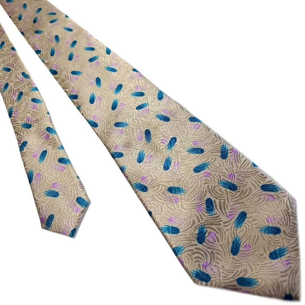 ‎Richel Beige Silk Tie Woven Geometric